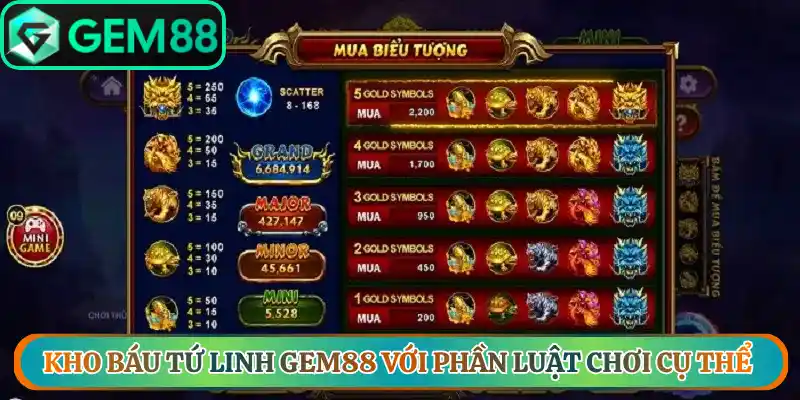 Kho báu tứ linh gem88 với phần luật chơi cụ thể