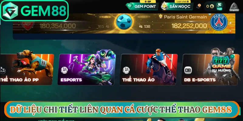 Dữ liệu chi tiết liên quan cá cược thể thao Gem88